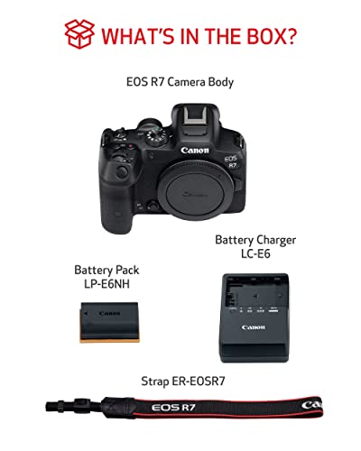 Canon EOS R7 (Body Only), Mirrorless Vlogging Camera, 4K 60p Video, 32.5 MP Image Quality, DIGIC X Image Processor, Dual Pixel CMOS AF, Subject Detection, for Professionals and Content Creators
