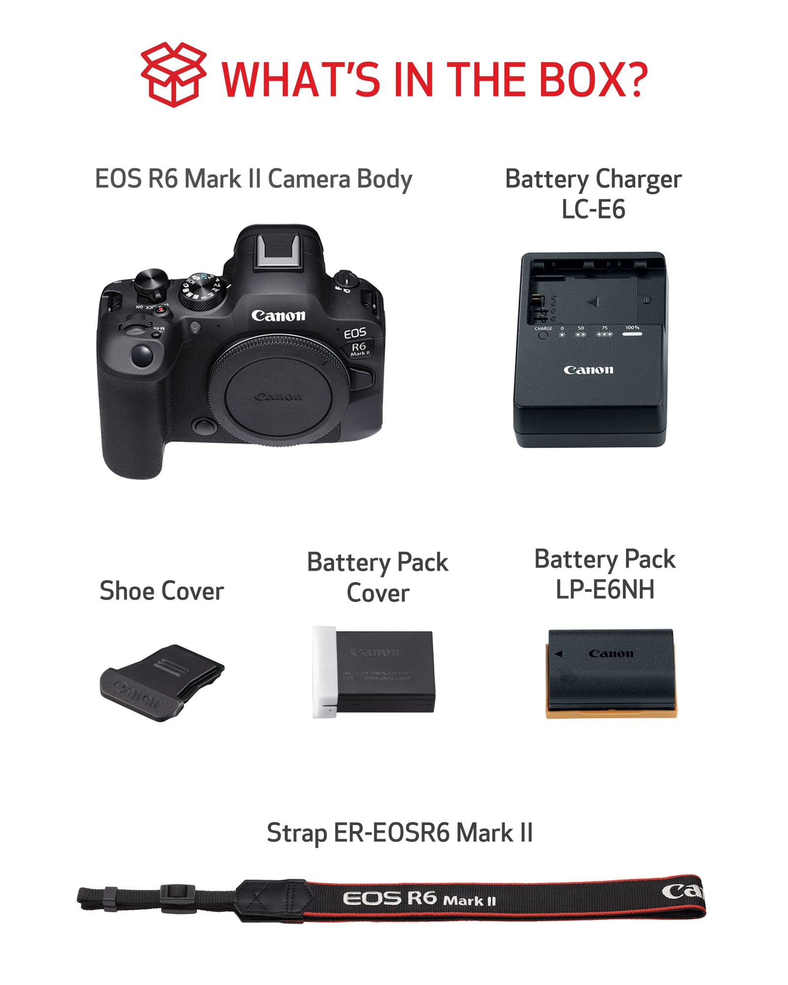 Canon EOS R6 Mark II - Full Frame Mirrorless Camera (Body Only) - Still & Video - 24.2MP, CMOS, Continuous Shooting - DIGIC X Image Processing - 6K Video Oversampling - Advanced Subject Detection